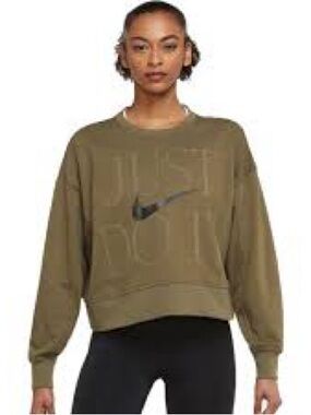 Nike Women's Olive Crew Sweatshirt with Embossed Logo